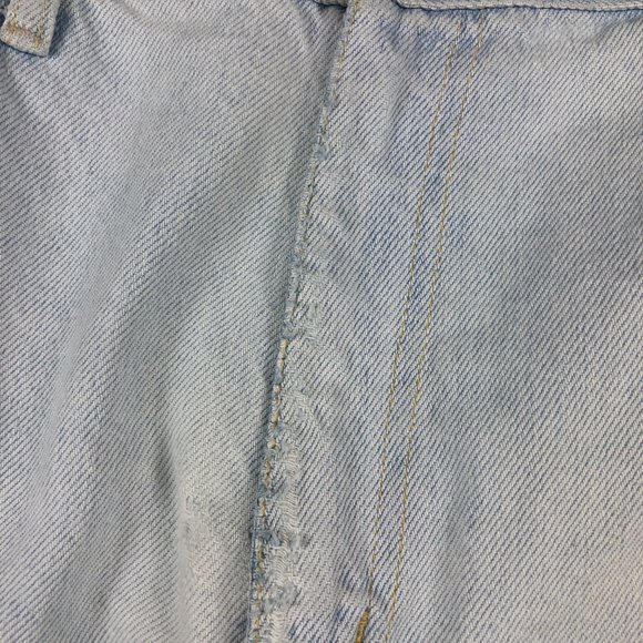 VTG 90s Bugle Boy Jeans Men's 32 x 29* Light Blue Thrashed Stained Denim Cotton - Picture 5 of 16